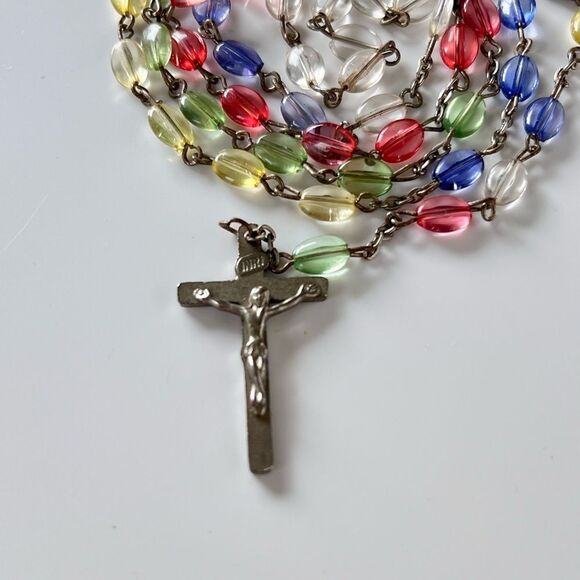 Vintage Multicolor Lucite Beaded Rosary - Picture 2 of 6